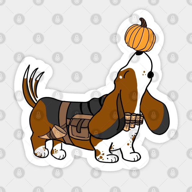 Pumpkin Basset Hound Bard | DND Dogs | Fantasy Art Sticker by Roll 4 Cuteness 